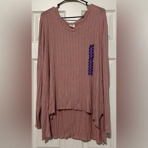 Mote Top Womens XXL Blush Long Sleeve Soft Knit Pullover Tunic Ribbed Plus Size